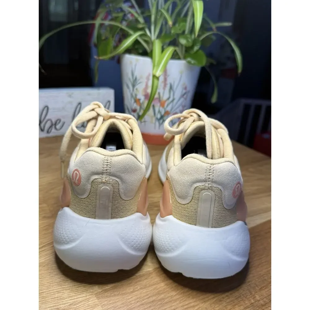 lululemon Unisex Beige/White Low Top Lace-Up Athletic Sneakers Rubber Outsole